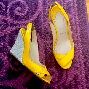 CHRISTIAN LOUBOUTIN Yellow Slingback Wedges